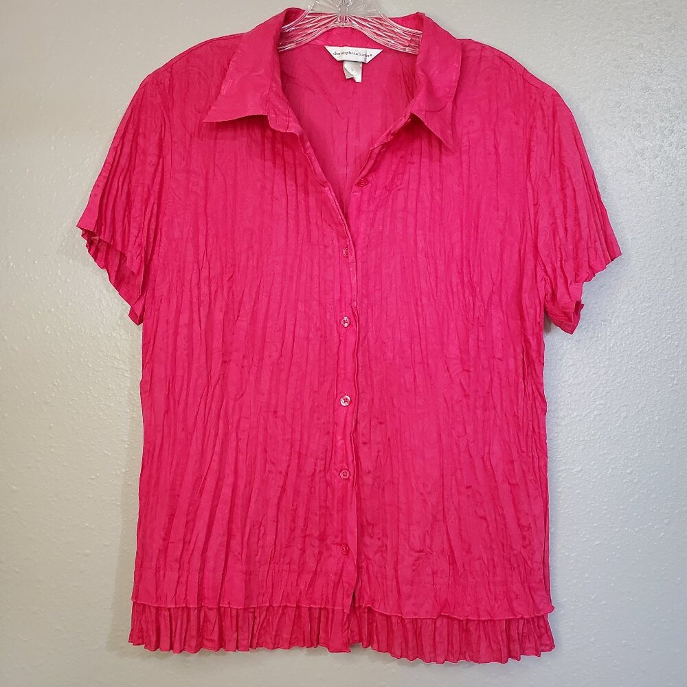 Christopher & Banks Pink Accordion Blouse Women's Large